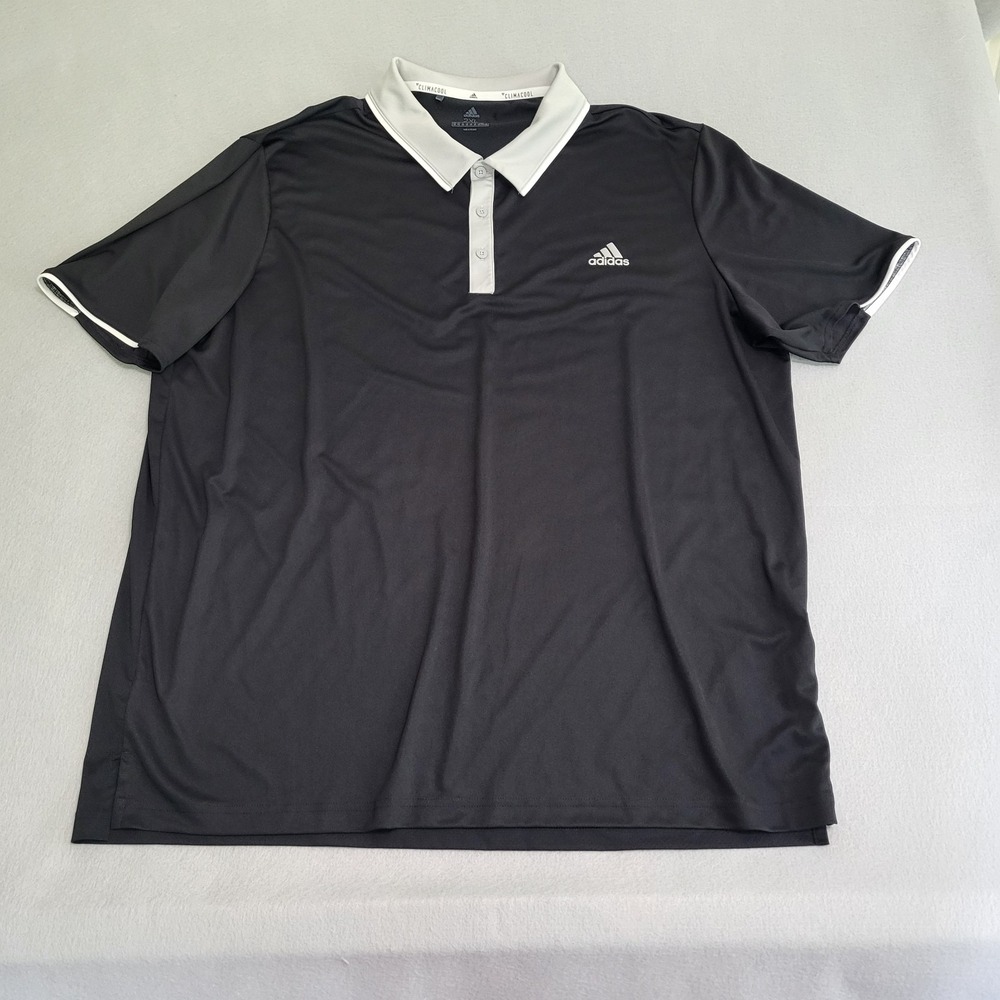 Adidas Climacool Short Sleeve Performance Golf Polo Shirt Black Men's Size 2XL